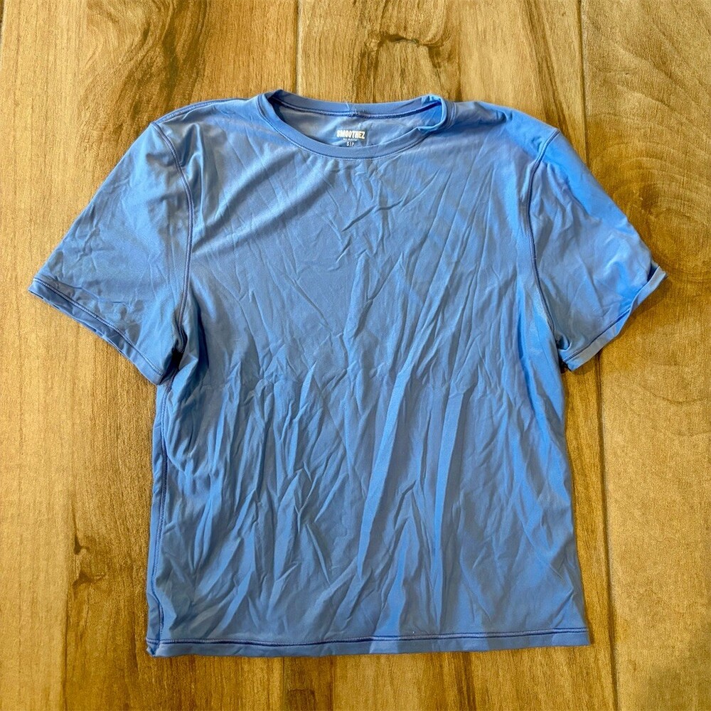 SMOOTHEZ by Aerie T-Shirt Womens Petite S Blue Crew Neck Short Sleeve